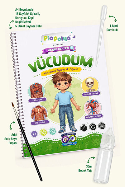 piapolya Keşif Defteri Vücudum | Erkek Çocuk | Eğitici Etkinlik | Aktivite Ki...