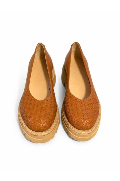 Butik Noble shoes hakiki deri örgü desenli babet