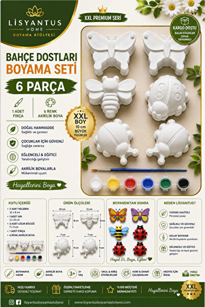 LİSYANTUS HOME LİSYANTUS Bahçe Dostları Taş Boyama Seti –6 ParçaXXL/Kelebek/A...