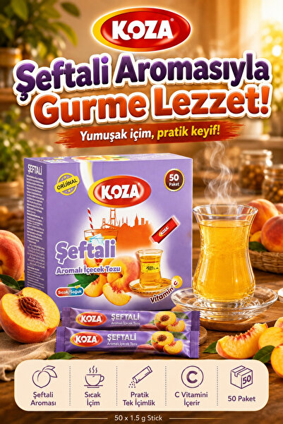 Koza Gurmelerin Seçimi Pratik Lezzet Şeftali Aromalı Oralet Tek İçimlik Premi...
