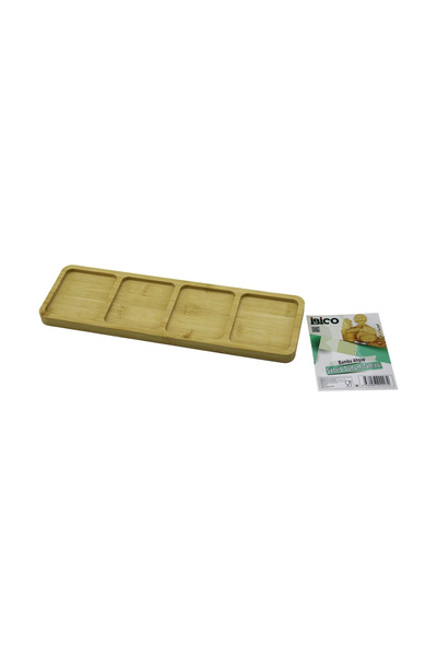 Go İthalat Rectangular 4-Section Wooden Bamboo Serving Presentation Tray - Wo...
