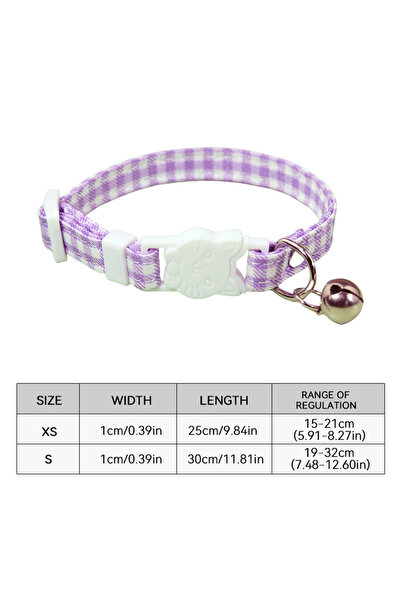 Choice10 S Purple Adjustable Grid Buckle Pet Collar with Bell for Anti Suffoc...