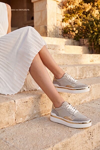 Valmenti Kadın Hakiki Deri Bej Sneakers & Spor Ayakkabı