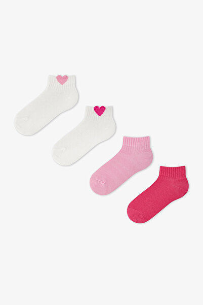 Penti Kız Çocuk Pembe Kalp Pamuklu 4 Çift Patik Çorap