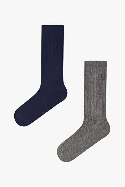 Penti Navy Blue & Gray Self-Patterned Long Socks