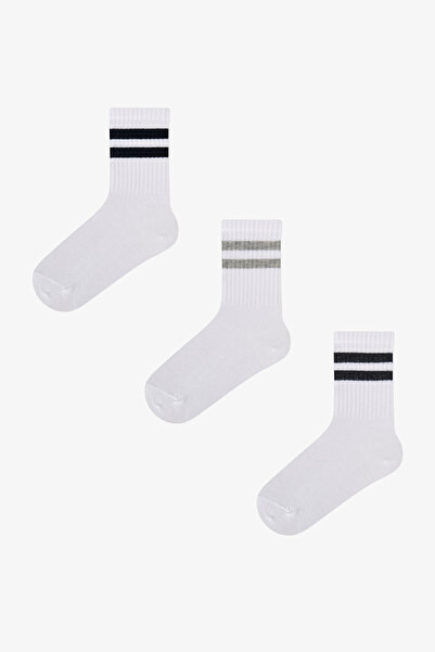 Penti Boy's Lines 3-Piece Tennis White Sock Socks