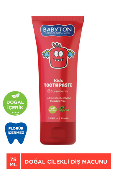 BABYTON Doğal Çilek Diş Macunu Florürsüz 75 ml