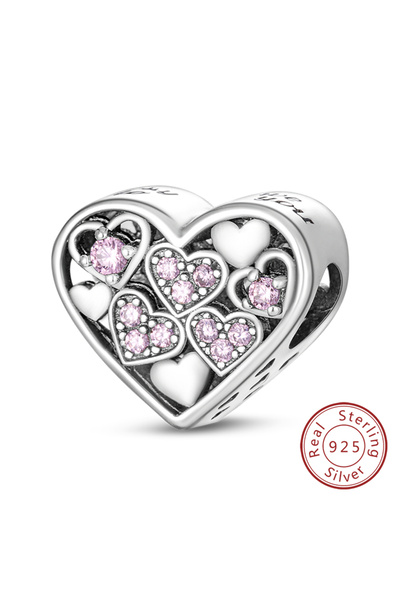 Choice KTC238 Original 925 Sterling Silver Charm Beads Love Heart Family Char...