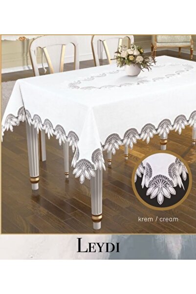 Ceki Home غطاء طاولة غاردينيا من الكتان 160x260 سم غطاء طاولة الطعام نموذج ال...