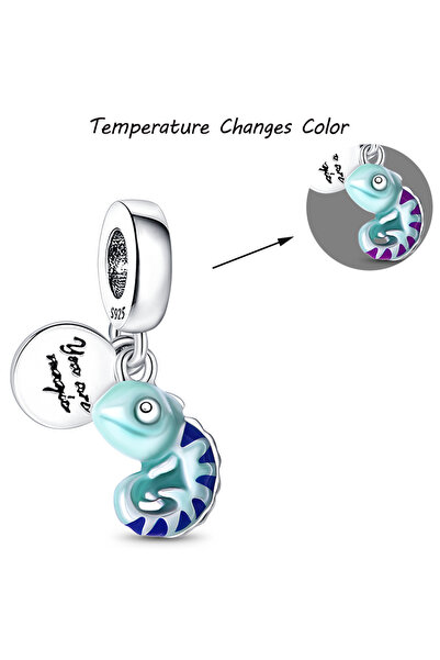 Choice18 CMS1750 100% S925 Silver Temperature Change Color Chameleon Elephant...
