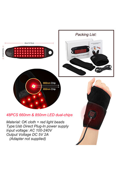 Choice Wrist Heating Pad Red Light Therapy Strap 48 660nm & 850nm Wristband B...