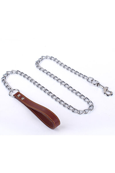 choice2 Brown Metal Chain Dog Lead with Leather Style Handle Strong Control L...