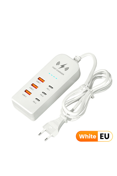 choice2 3USB 3C EU White 3USB 3Type C Charger Power Strip Universal Fast Char...