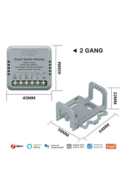 MOES Zigbee 2 gang Switch Star Ring Series Mini Tuya WiFi/Zigbee Smart Switch...