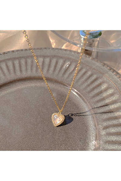 Choice Light Yellow Gold Color Trendy Heart Shaped Pendant Necklace Opal Chai...