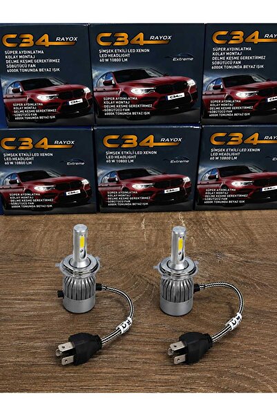 RAYOX H4 Led Xenon Şimşek Etkili 10800 Lm 6000k Şimşek Etkili Led Xenon Beyaz...