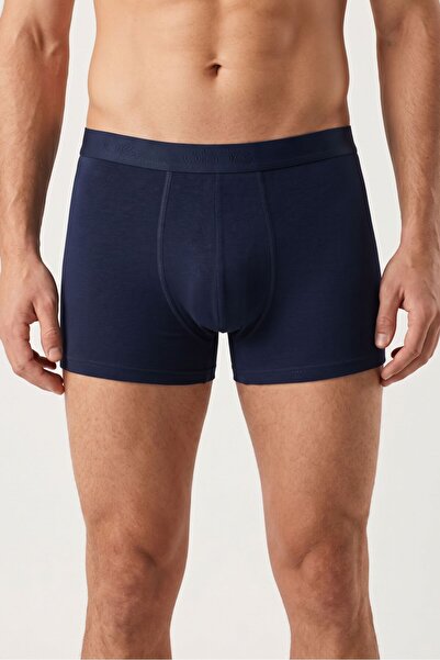 OBJE Men's Navy Blue Combed Cotton Modal Short Boxers