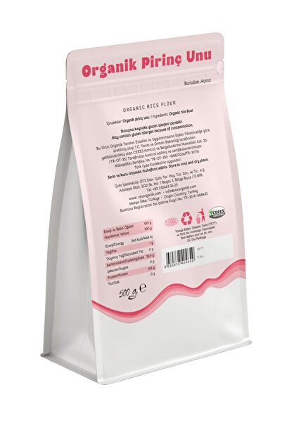 OTS Organik Pirinç Unu 500 gr (Organik Sertifikalı, Pestisit Analizli)