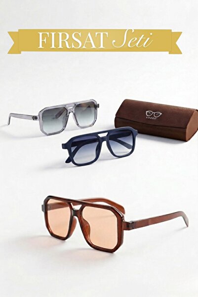 Lozzo 3-Piece Opportunity Set Unisex Pilot Retro Uv400 Sunglasses 23001-1Ligh...