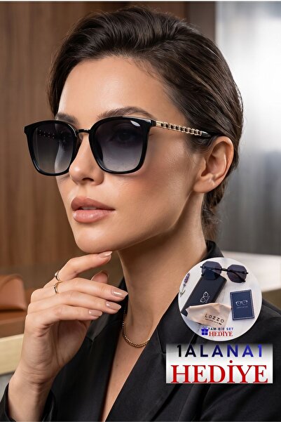 Lozzo Women's Uv400 Black A.Degrade Sunglasses Gold Sap Wp25-28 C2Lightdeg