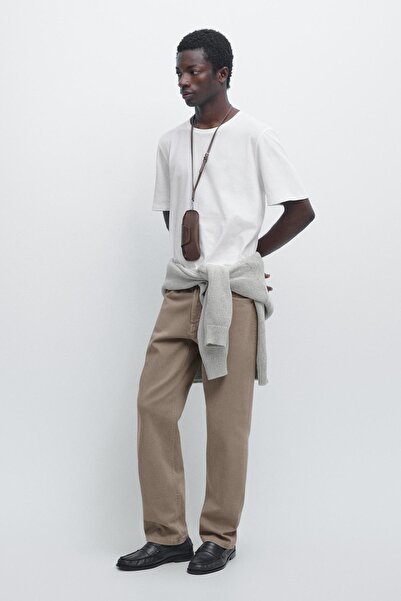 Massimo Dutti Kısa kollu keten pamuklu t-shirt