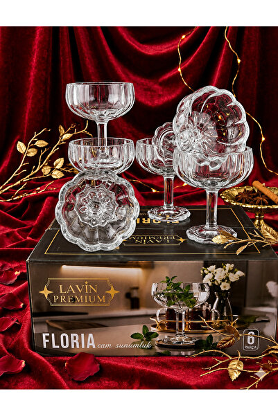 çukurova home 6-Piece Flower Model Footed Turkish Delight Bowl