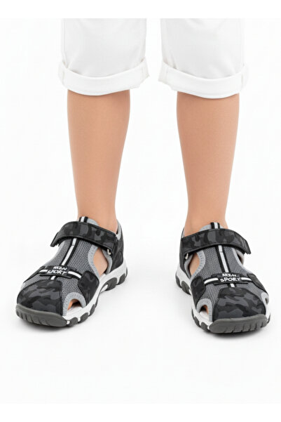 homiro Children's Camouflage Single Strap Sandals-Black-Camouflage