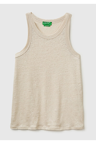 United Colors of Benetton Women's Stone 100% Linen Seamless Regular Fit Crew ...