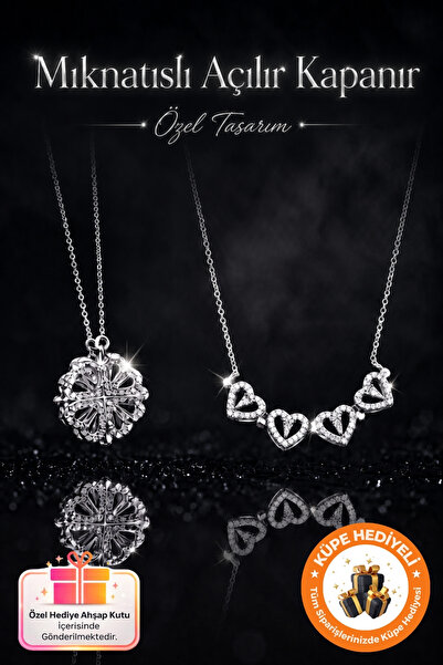 Lucente Jewellery Mıknatıslı Açılır Kapanır Özel Tasarım Kalp Yonca 925 Ayar ...