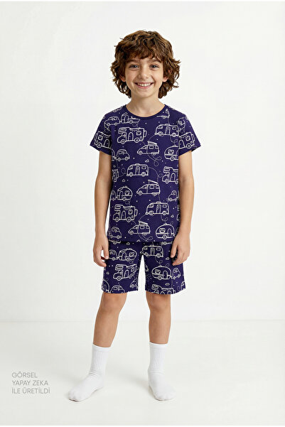Penti Mintgrünes Adventure Await Kurzarm-Pyjama-Set für Jungen, 2-teilig
