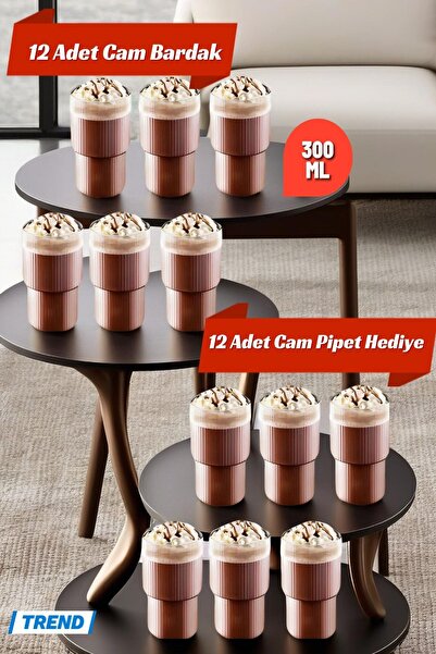 Open Home Concept Set of 12 Borosilicate Cold Coffee Cocktail Soft Drink Glas...