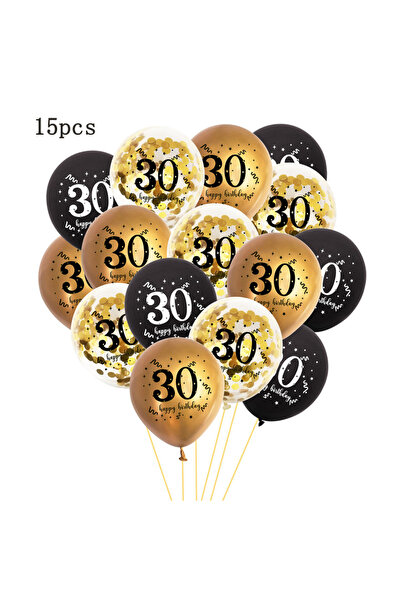 Choice بالونات عيد ميلاد سعيد أخرى A30، 15 قطعة، أسود وذهبي، 30 40 50 60، زين...