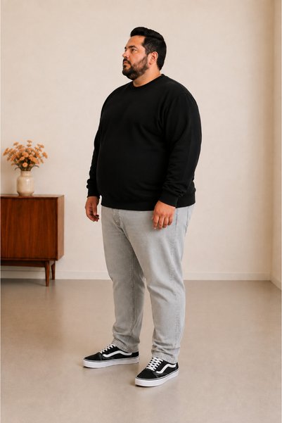 sngl tekstil Men's Plus Size Oversized 3 Thread Long Sleeve Sweatshirt 3Xl-4Xl-5Xl-6Xl-7Xl-8Xl-9Xl