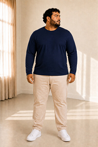 sngl tekstil Men’s Plus Size Oversize Long Sleeve T-Shirt – Sizes 3XL to 9XL
