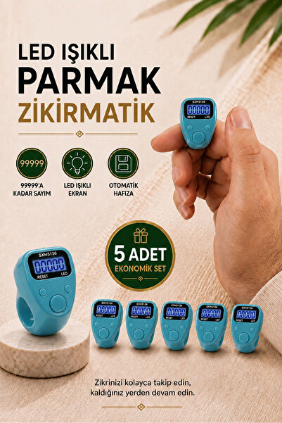 ihvan online 5 Adet Işıklı Parmak Zikirmatik Yüzük - LED Aydınlatmalı Dijital...