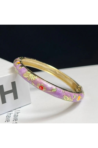 Choice5 58-60mm Antique Copper Plated Enamel Chinese Cloisonne Bracelet Doubl...