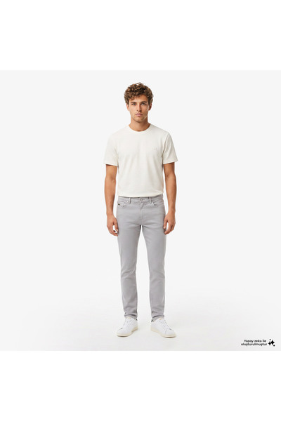 Lacoste Erkek Slim Fit Gri Jean Pantolon