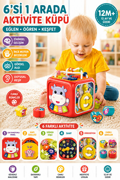 cayenna Işıklı ve Müzikli 6in1 Aktivite Küpü
