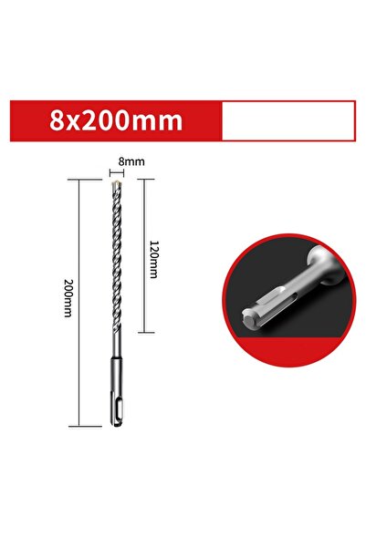 Choice4 8x200mm 110/150/200mm Electric Hammer Drill Bits Cross Type Tungsten ...