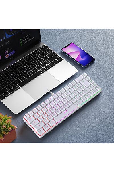 Choice لوحة مفاتيح الألعاب V200 بيضاء بنسبة 60%، لوحة مفاتيح غشائية صغيرة الح...