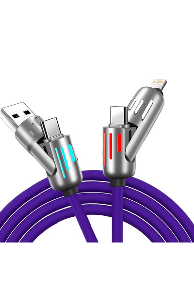 Choice كابل شحن سريع 1 متر من سبائك الزنك الأرجواني USB-C 4 في 1 240 واط لأجه...