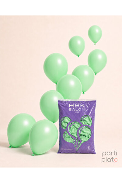 HBK Balon بالونات لاتكس باللون الأخضر الفاتح مقاس 11 بوصة، عبوة من 100 قطعة -...