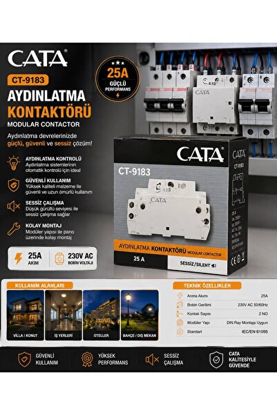 Cata CT-9183 Aydınlatma Kontaktörü (Sessiz) 25A