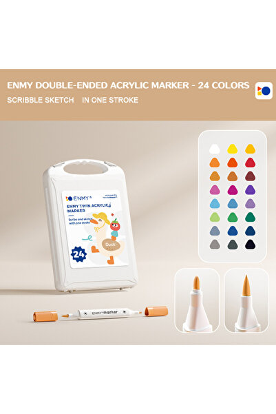 Choice 24 Colors ENMY Acrylic Markers Dual-Tip FastDrying Waterproof Colorful...