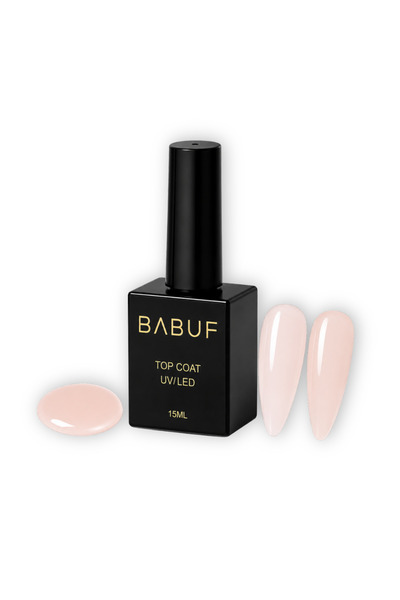 BABUF Top coat colorat nude lăptos Milky Nude Top TCC8, lucios, 15 ml