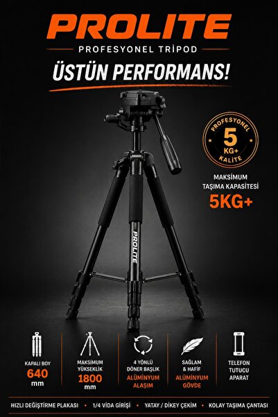 Prolite Orjinal 180 cm Tripod Dslr Telefon Gopro Teleskop Telefon Projeksiyon...
