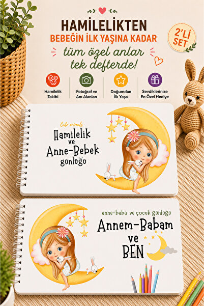 Lodos 2'Lİ SET Hamilelikten Bebeğin İlk Yaşına Tüm Anı Defteri ve Çocuk Günlü...