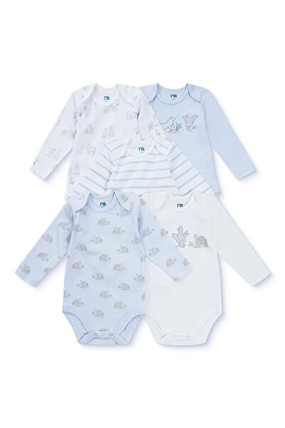 MOTHERCARE Erkek Bebek Body Hayvan Baskılı Çıtçıtlı Zarf Yaka Uzun Kol