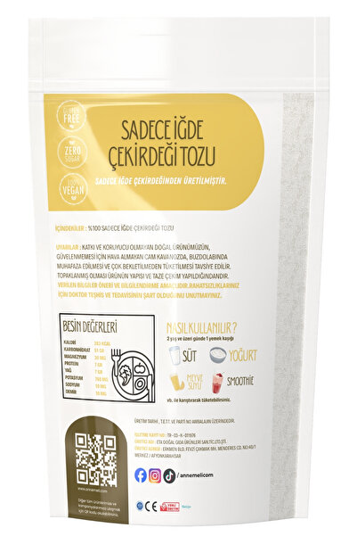 EMİNE TÜRK ANNEMELİ 250 gr Sadece Iğde Çekirdeği Tozu Unu (İĞDE ÇEKİRDEĞİNDEN ÖĞÜTÜLMÜŞTÜR) % 100 Doğal