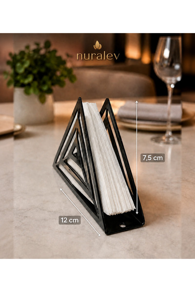 metal desenli dekoratif siyah peçetelik 12cm genişliğinde 7.5 cm yüksekliğinde aralığı ise 3cm dir